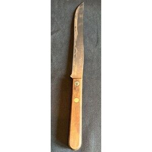 Vintage Holiday Stainless By Burrell, Wood Rivet Handle Knife 13"